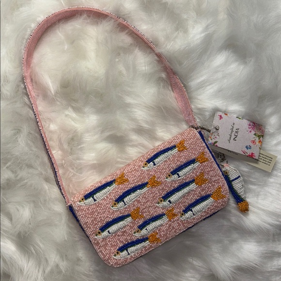 Handbags - 🐟🌸 Viral Pink Sardine Beaded Shoulder Bag NWT Beach Girlie Aesthetic 🌊💕